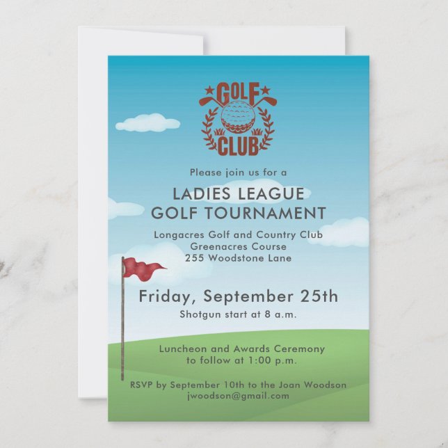 Golf Club Ladies League Tournament Logo   Invitation (Front)