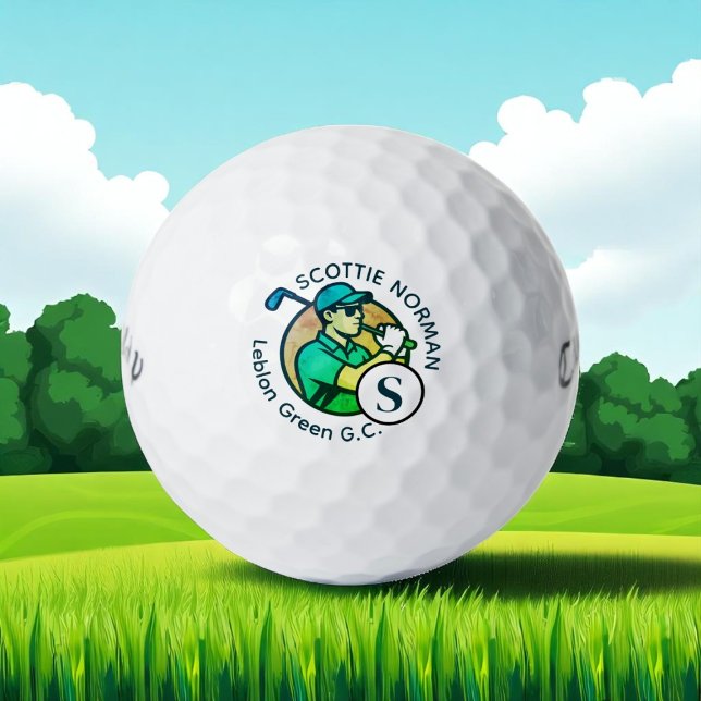 Golf Club Name Modern Monogrammed Golf Balls (Creator Uploaded)
