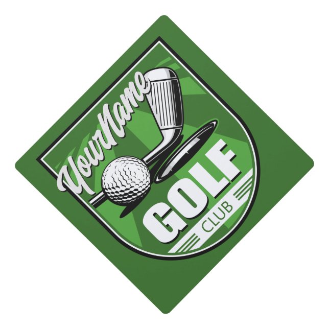 Golf Club NAME Pro Golfer Player Personalized Graduation Cap Topper (Front)
