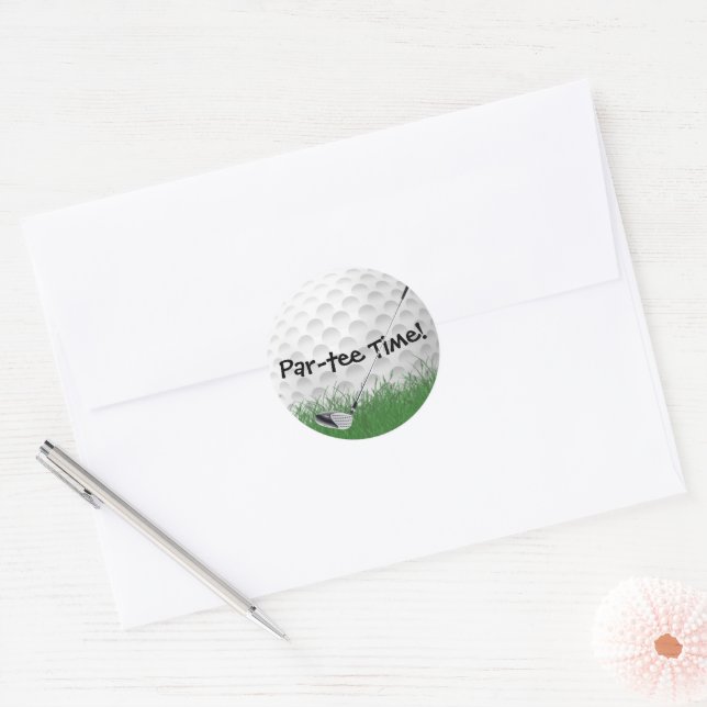 Golf Club On Ball  Classic Round Sticker (Envelope)