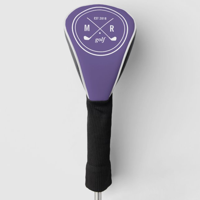 Golf CLub personalized logo monogram ultraviolet Head Cover (Front)