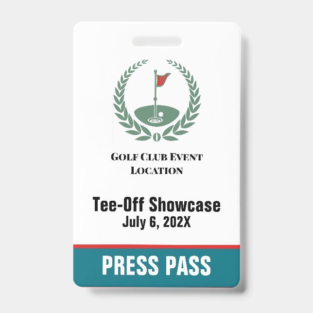 Golf Club Special Tournament Custom Event Pass Badge (Front)
