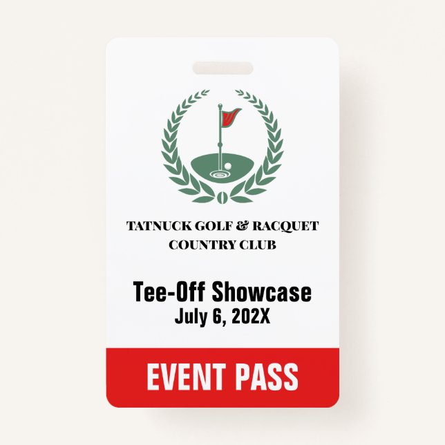 Golf Club Special Tournament Event Pass Badge (Front)