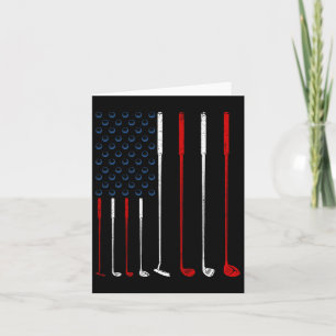 Golf Clubs American Flag  Card
