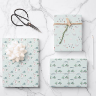 Golf Clubs and Cart Golfing Wrapping Paper Sheet