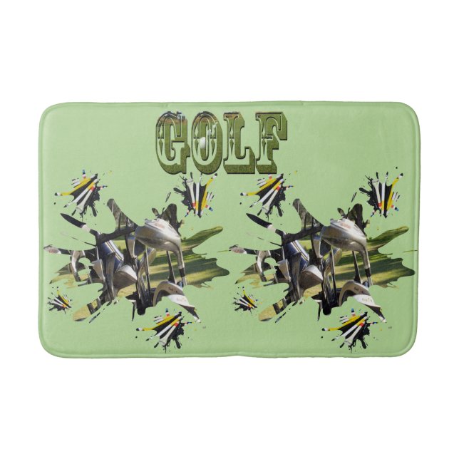 Golf Clubs And Tees, Memory Foam Bath Mat (Front)