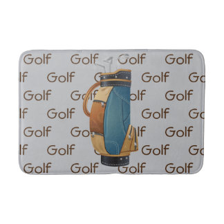 Golf Clubs Bag Tiled Text Design  Bath Mat
