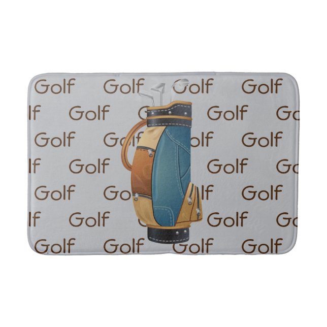 Golf Clubs Bag Tiled Text Design  Bath Mat (Front)