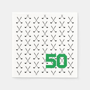 Golf Clubs Birthday AGE Modern Classic Fun Napkin