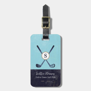 Golf Clubs Elegant Blue Sports Themed Luggage Tag