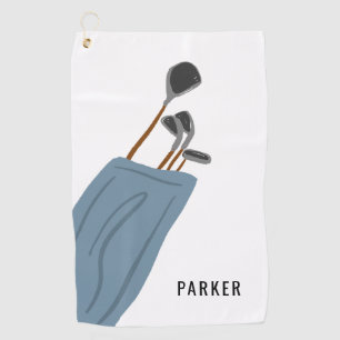 Golf Clubs Illustration Personalized Golf Towel