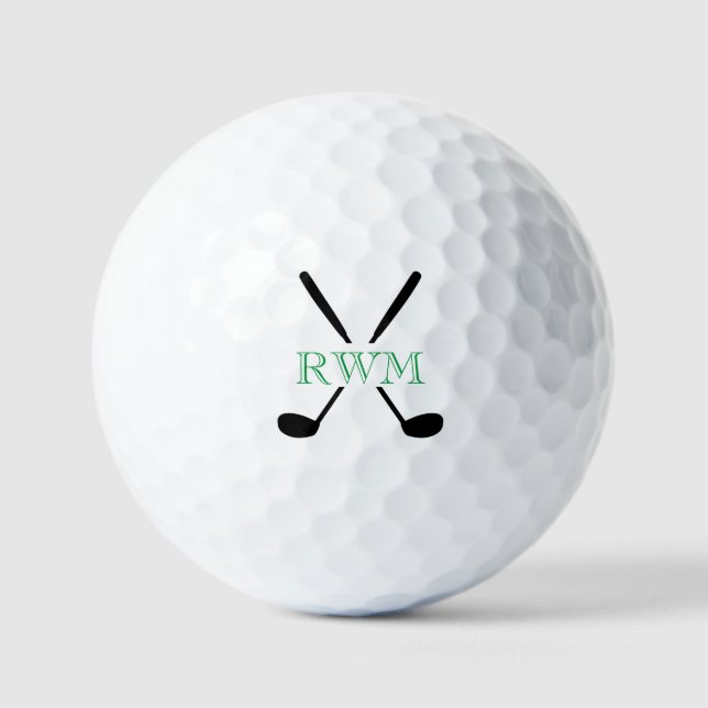Golf Clubs INITIALS Timeless Fathers Day Fun Balls (Front)