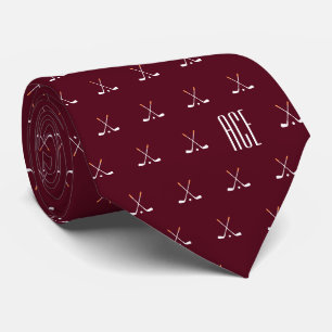 Golf Clubs Monogrammed Maroon Tie