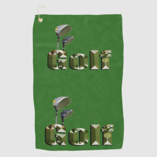 Golf Clubs On Green Denim,    Towel