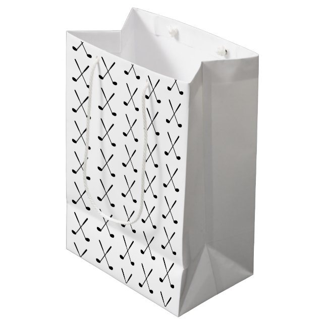 Golf Clubs Silhouette Modern Classic Fun Medium Gift Bag (Front Angled)