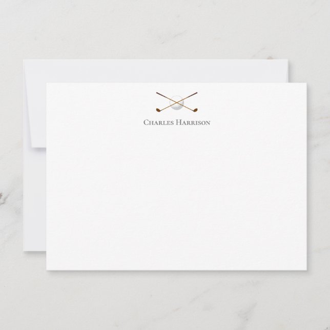 Golf Clubs with Ball Flat Note Card (Front)
