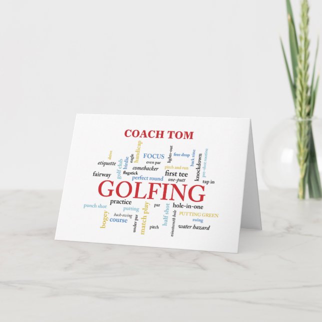 Golf Coach Custom Name Thank You in Words (Front)