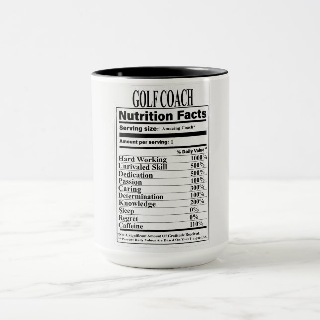 Golf Coach Nutrition Facts Mug (Center)