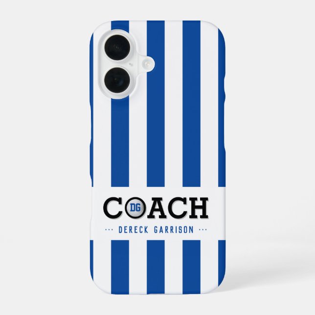 Golf Coach | Player | Classy Initials iPhone 16 Case (Back)