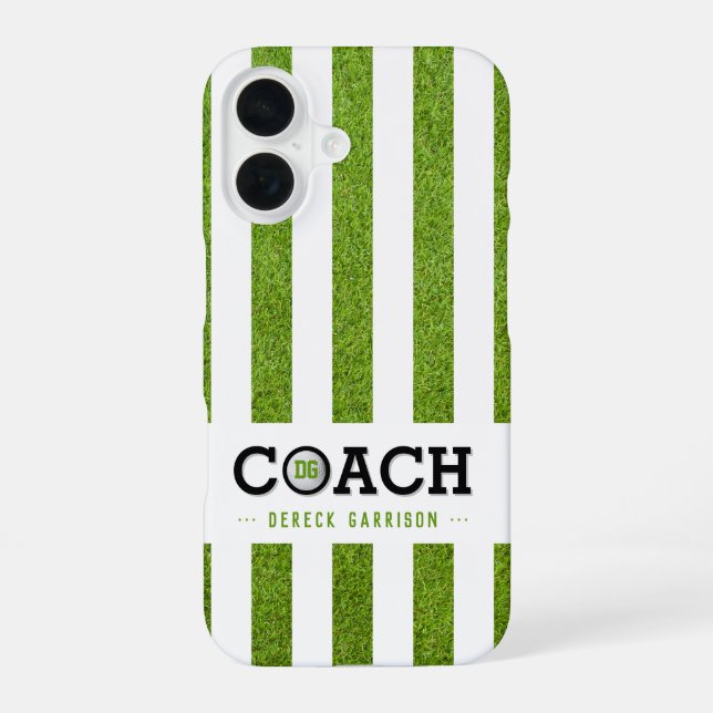 Golf Coach | Player | Classy Initials iPhone 16 Case (Back)