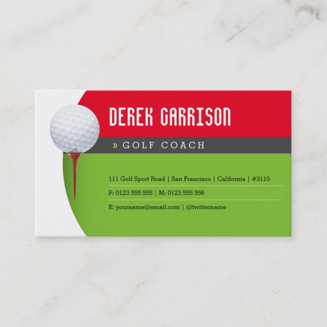 Golf Coach | Professional Golf Instructor Lesson Business Card (Front)