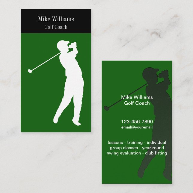Golf Coach Thème Cartes de visite (Devant / Derrière)