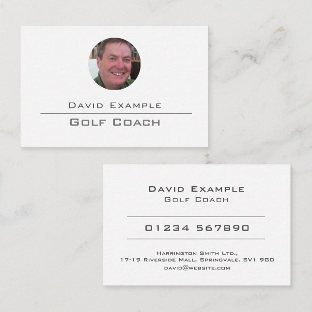 Golf Coach with Photo of Holder Business Card (Front/Back)