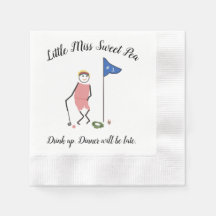 Golf Cocktail Napkins w Little Miss Sweet Pea 