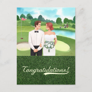 Golf Congratulations for golfer bride and groom  Postcard