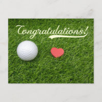 Golf Congratulations golf ball with love on green 