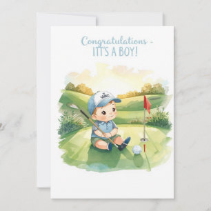 Golf Congratulations It’s a Boy Card   Baby Golfer