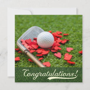 Golf Congratulations with love red heart on green 