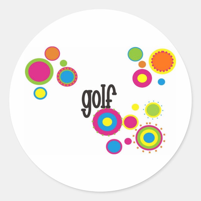 Golf Cool Polka Dots Classic Round Sticker (Front)