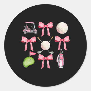 Golf Coquette Bow Golf Ball Mom Game Day Golfing G Classic Round Sticker
