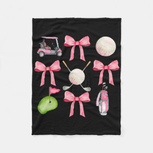 Golf Coquette Bow Golf Ball Mom Game Day Golfing G Fleece Blanket