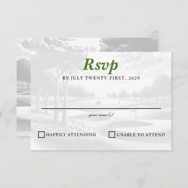 Golf Couple Wedding RSVP Card (Front/Back)