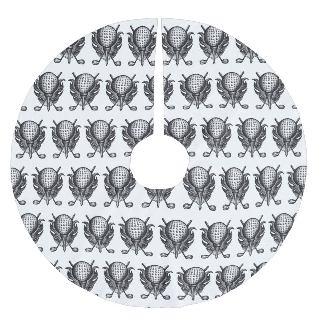 Golf Course Ball Tee Clubs Charity Golf Tournament Brushed Polyester Tree Skirt (Front)