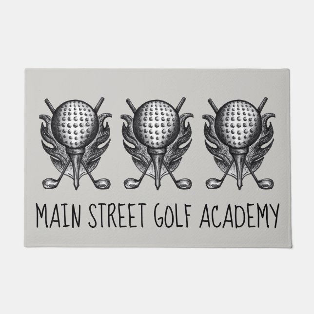 Golf Course Ball Tee Clubs Golfer Customized Doormat (Front)