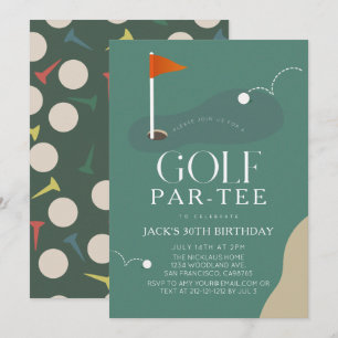Golf Course Fairway Flag Adult Birthday Par-Tee Invitation