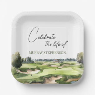 Golf Course Golfer Celebration Of Life Paper Plate