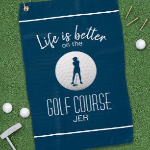 Golf Course Golfer Life Quote Lady Blue Custom Towel