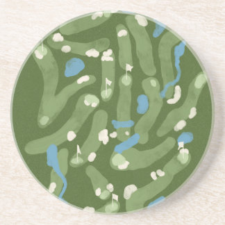 Golf course graphic on stone coaster