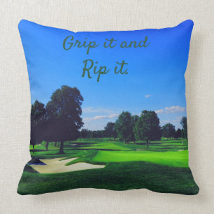 Golf Course Grip it and Rip it Throw Pillow