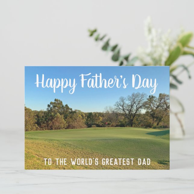 Golf Course Happy Father's Day Personalized Golfer Card (Standing Front)
