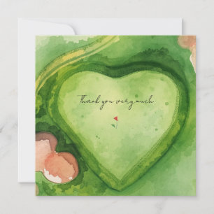 Golf course heart shape thank you card