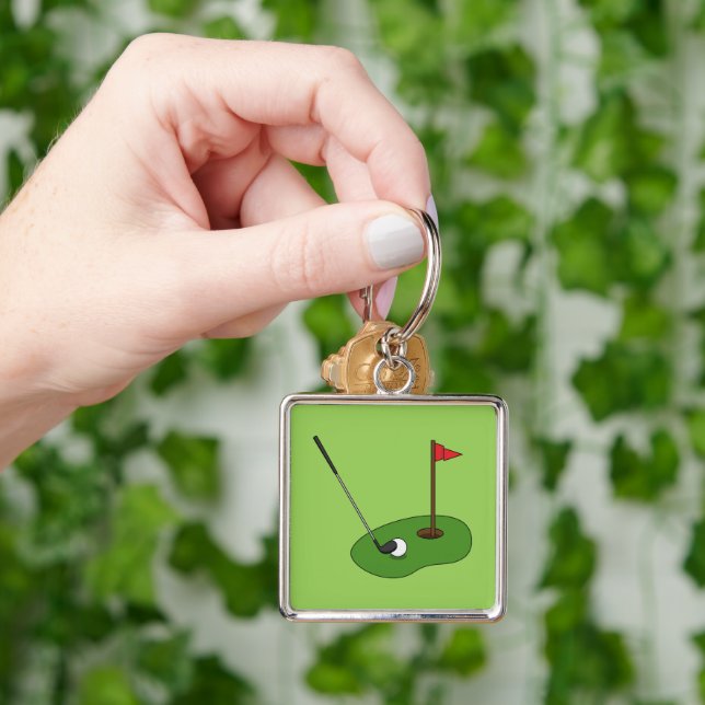 Golf Course Hole with Flag Keychain (Hand)