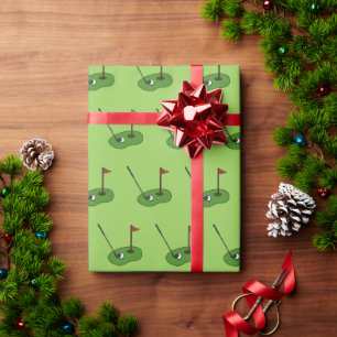 Golf Course Hole with Flag Pattern Wrapping Paper
