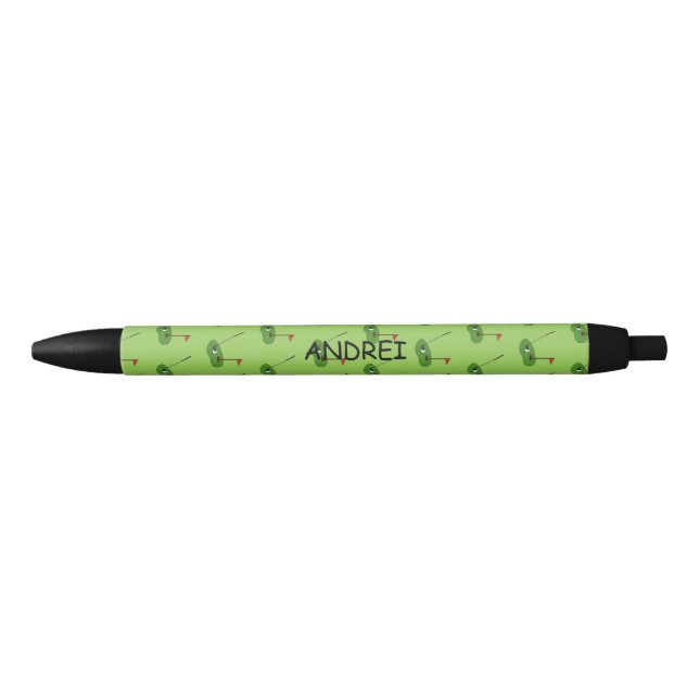 Golf Course Hole with Flag Personalize Black Ink Pen (Front)