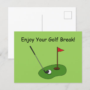 Golf Course Hole with Flag Personalize Holiday Postcard