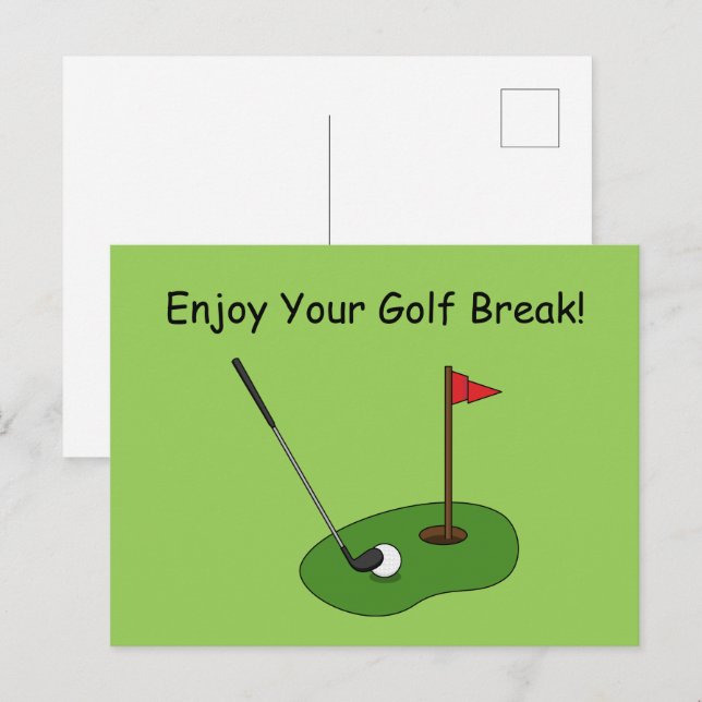 Golf Course Hole with Flag Personalize Holiday Postcard (Front/Back)